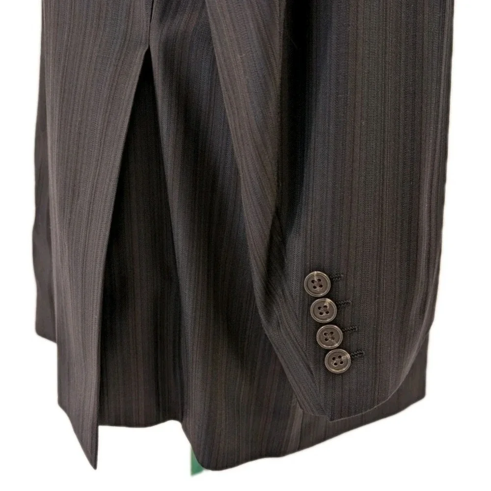 Vintage Kenneth Cole 48L Black Pinstripe Jacket‎ Modern Cut Beautiful Union Made